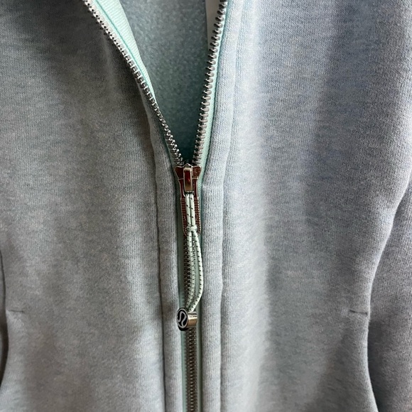 lululemon athletica Scuba Hoodie Light Cotton Fleece Heathered Dawn Blue -Size 6 - Picture 6 of 14